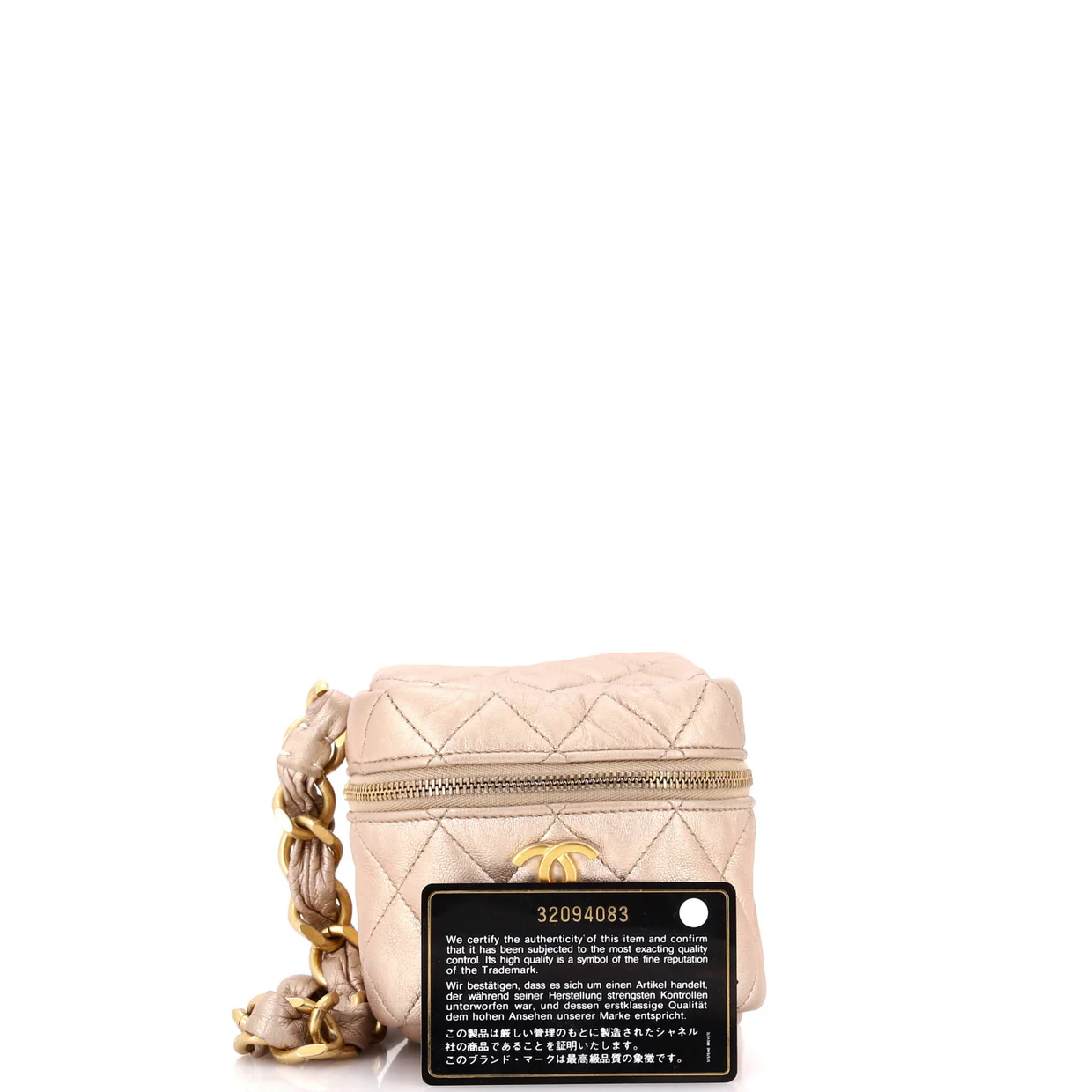 CC Cube Zip Clutch with Chain Handle Quilted Lambskin - Deep Luxury