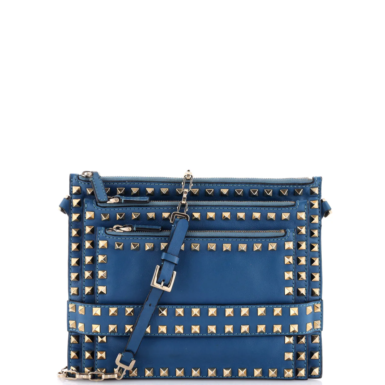 Rockstud Front Handle Flap Bag Leather Small - Deep Luxury