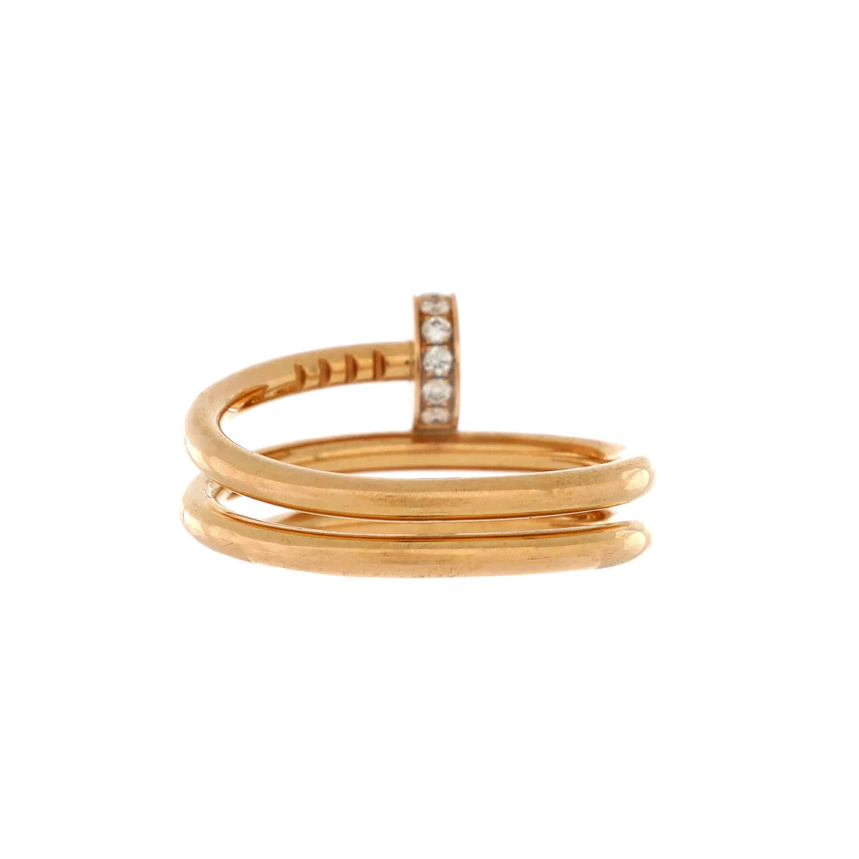Juste un Clou Double Ring 18K Rose Gold and Diamonds Small - Deep Luxury