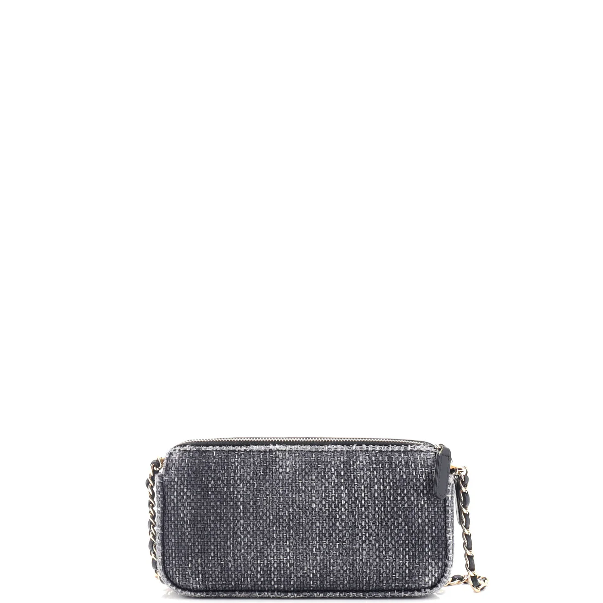 Deauville Double Zip Clutch with Chain Raffia - Deep Luxury