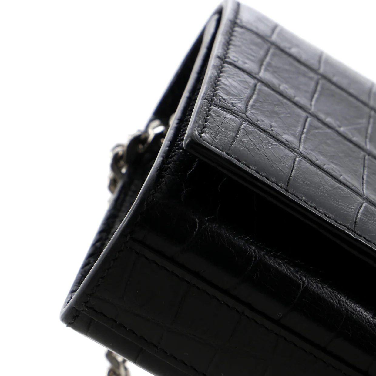 Classic Monogram Tassel Crossbody Bag Crocodile Embossed Leather Small - Deep Luxury