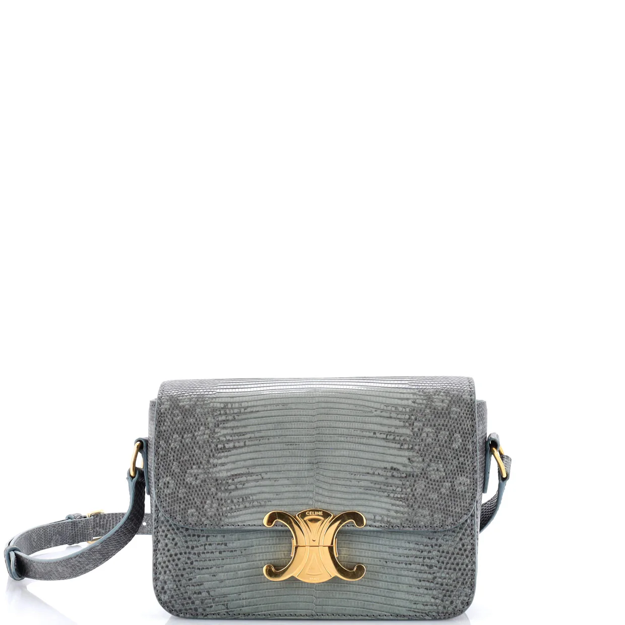 Triomphe Shoulder Bag Lizard Teen - Deep Luxury