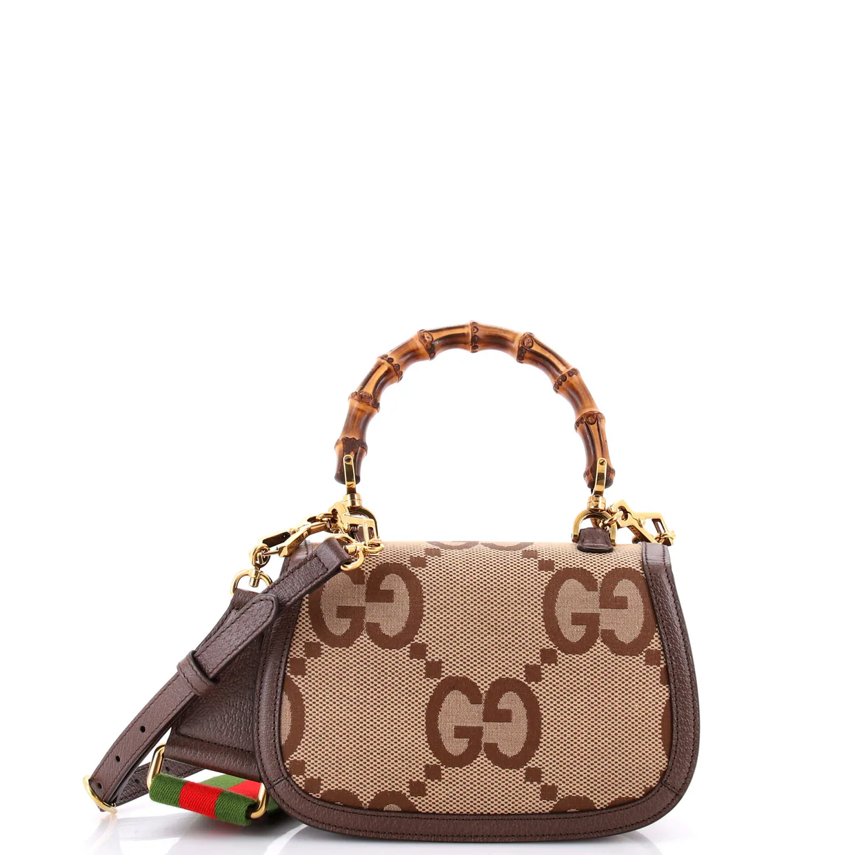 Bamboo 1947 Top Handle Bag Jumbo GG Canvas Small - Deep Luxury