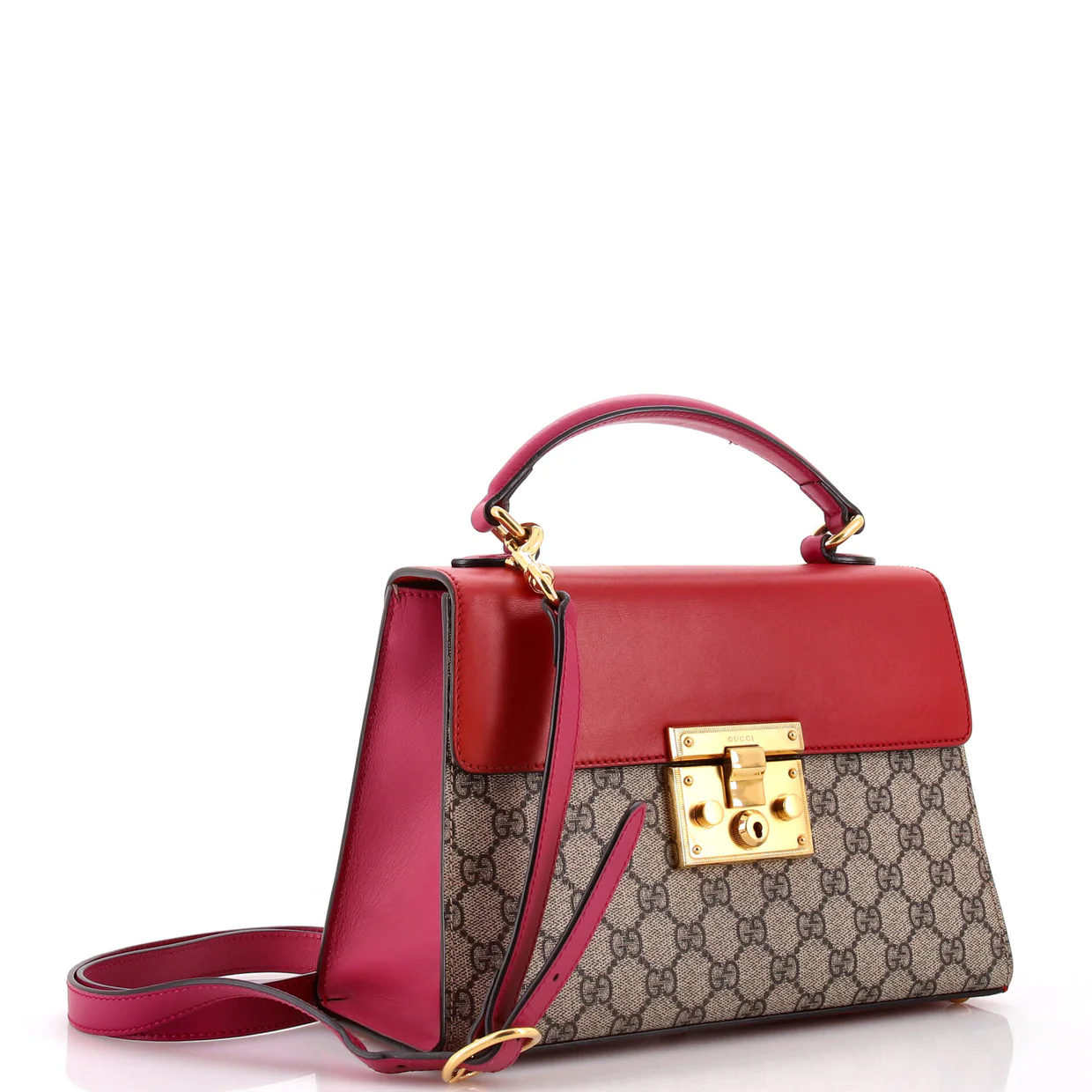 Padlock Top Handle Bag GG Coated Canvas and Leather Small - Deep Luxury