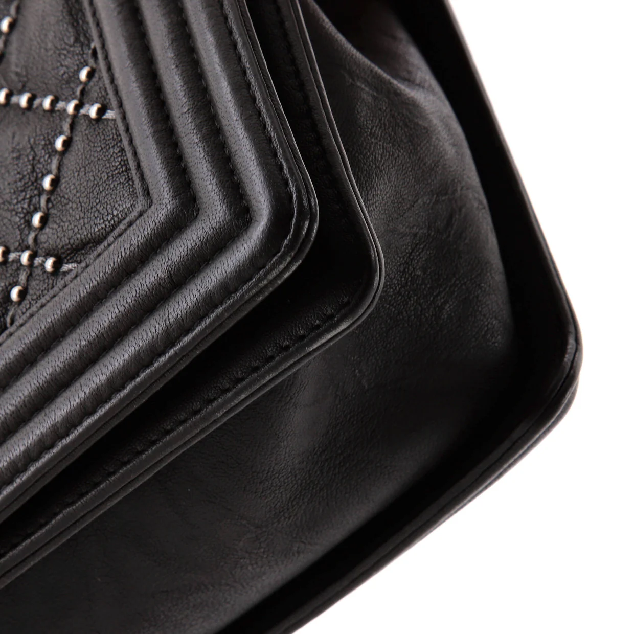 Boy Flap Bag Studded Quilted Distressed Calfskin New Medium - Deep Luxury