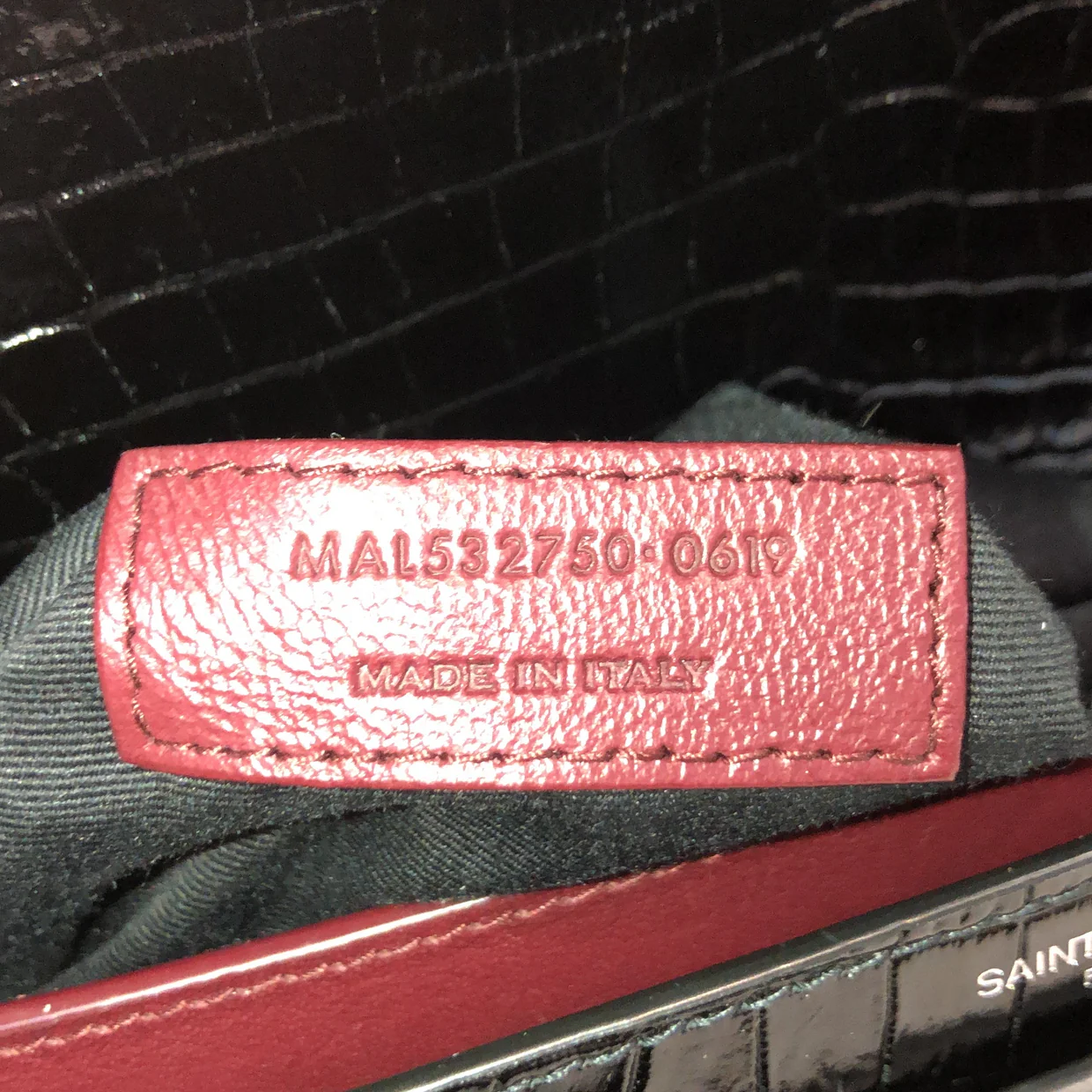 Cassandra Chain Shoulder Bag Crocodile Embossed Leather Small - Deep Luxury