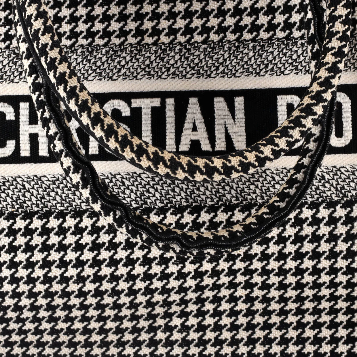 Book Tote Houndstooth Canvas Large - Deep Luxury