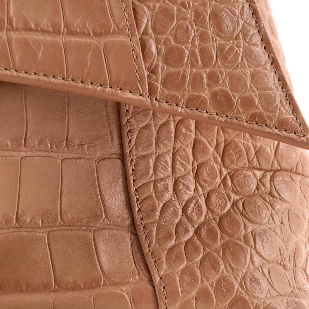 Downtown Soft Hourglass Shoulder Bag Crocodile Embossed Leather Small - Deep Luxury