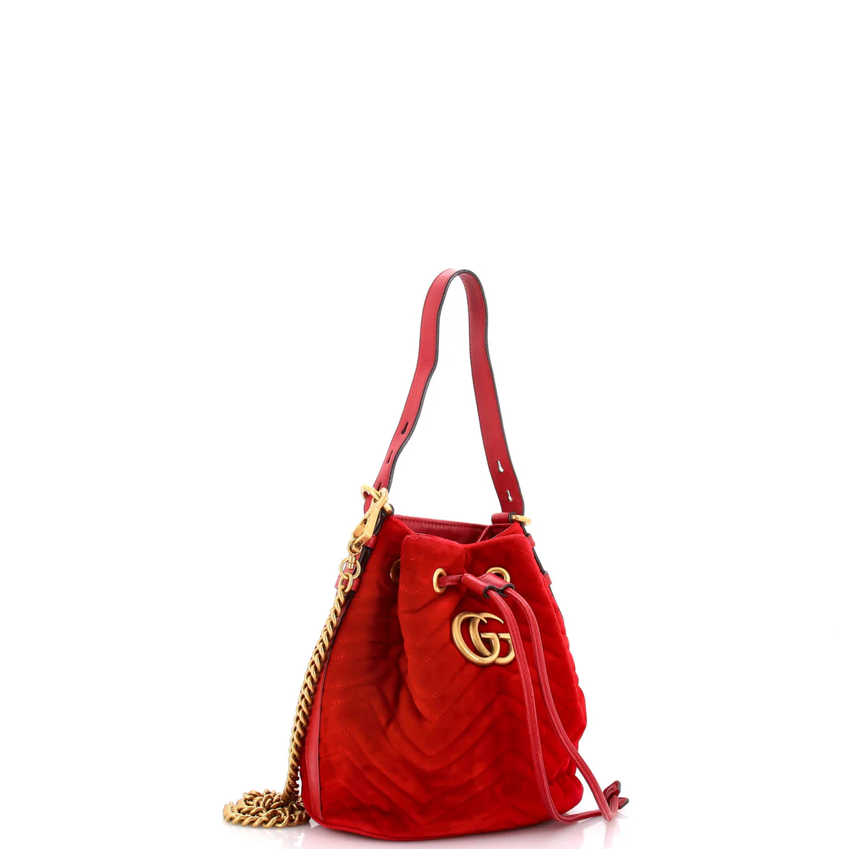 GG Marmont Bucket Bag Matelasse Velvet Small - Deep Luxury