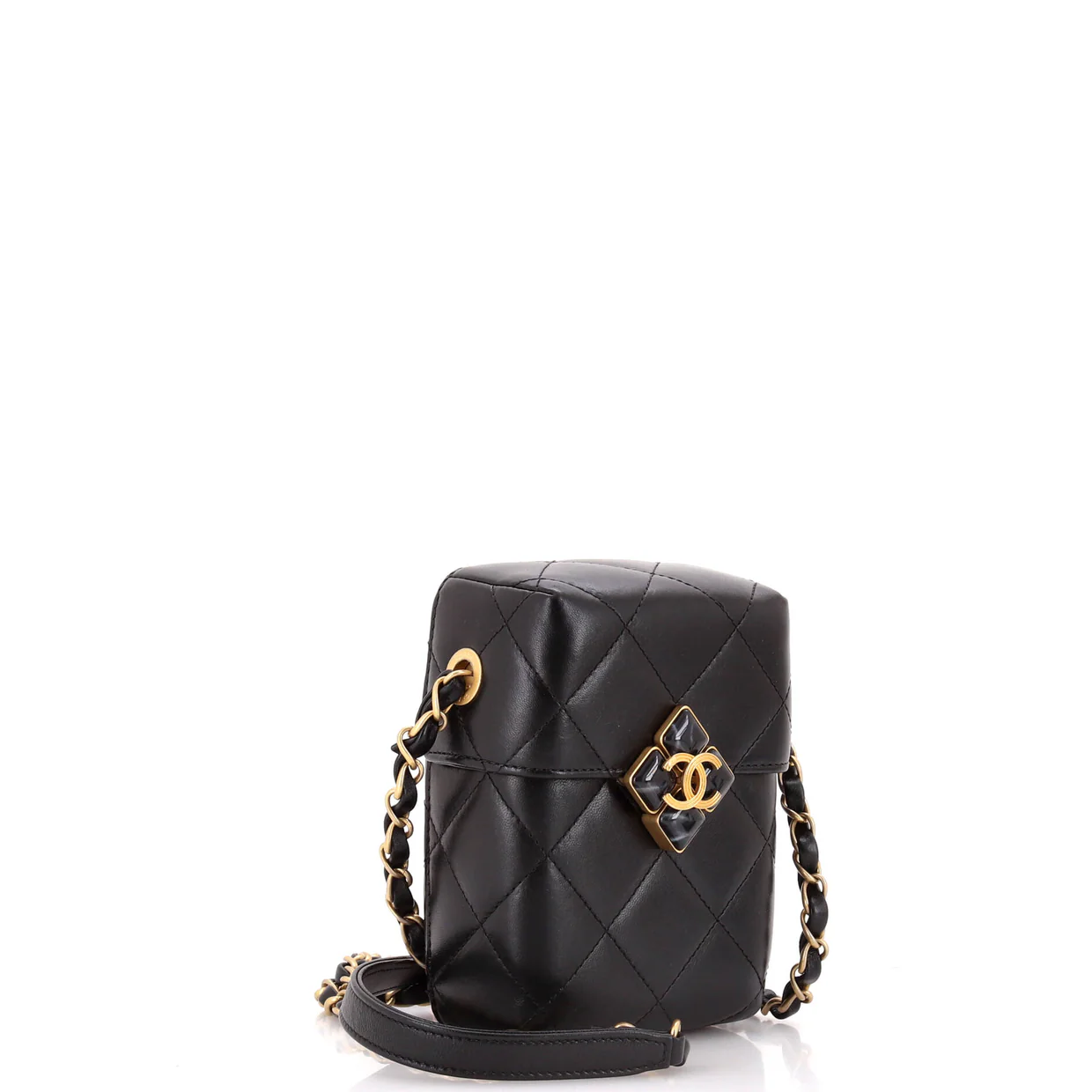 Diamond Lock CC Phone Holder Crossbody Bag Quilted Lambskin Mini - Deep Luxury