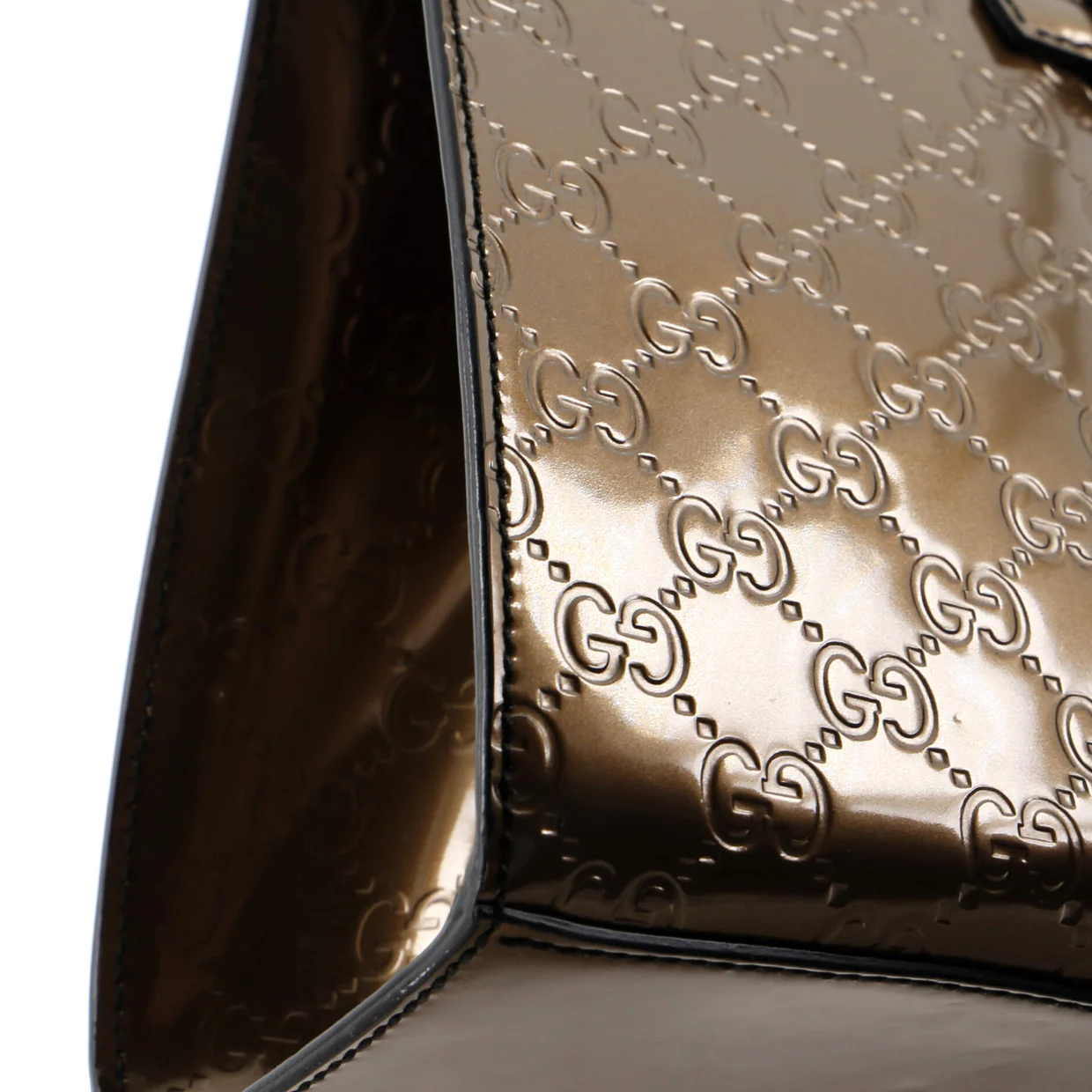 Emily Chain Flap Shoulder Bag Guccissima Patent Large - Deep Luxury