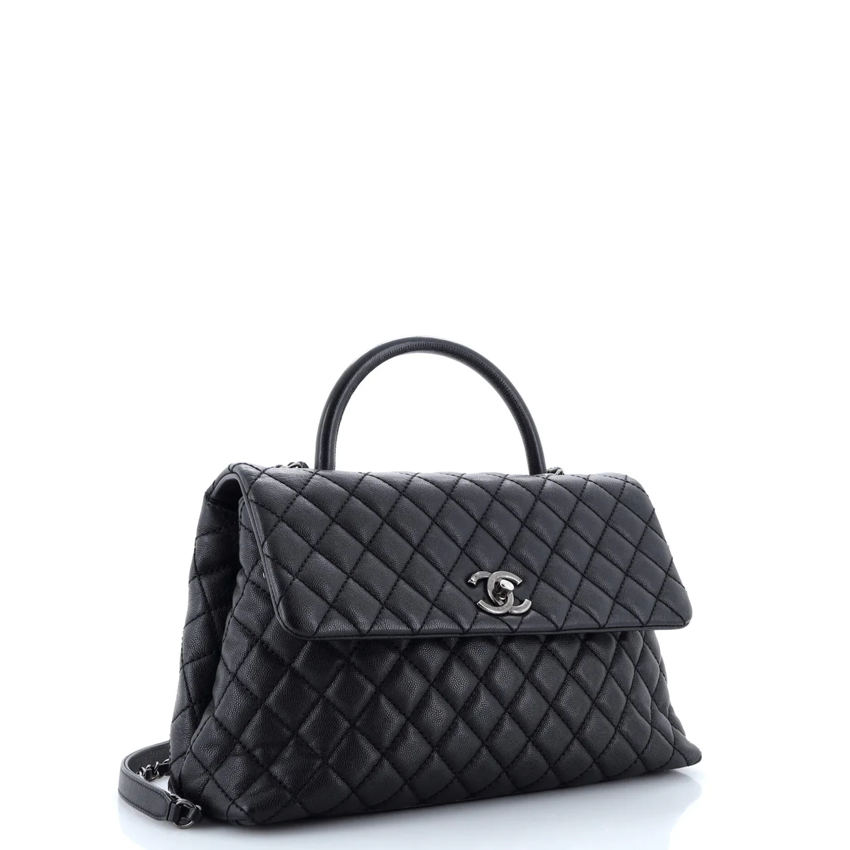 Coco Top Handle Bag Quilted Caviar Medium - Deep Luxury