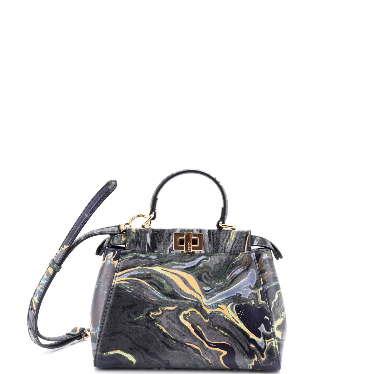 Peekaboo Bag Marble Print Leather Mini - Deep Luxury