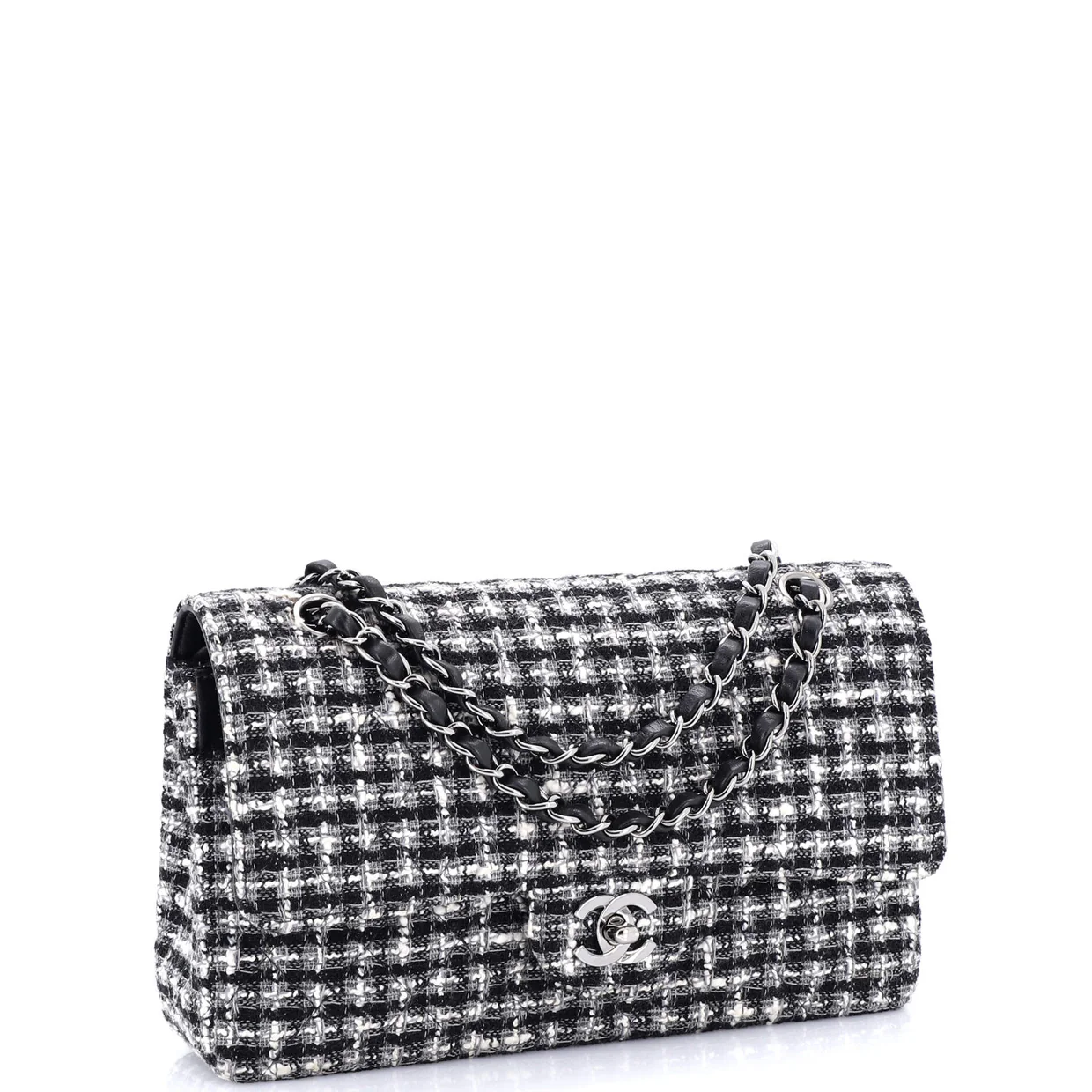 Classic Double Flap Bag Quilted Tweed Medium - Deep Luxury