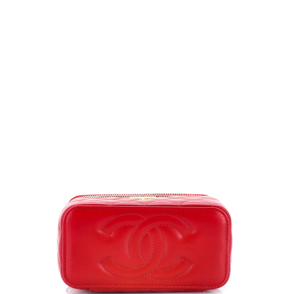 All Slide Long Vanity Case with Chain Quilted Lambskin Small - Deep Luxury