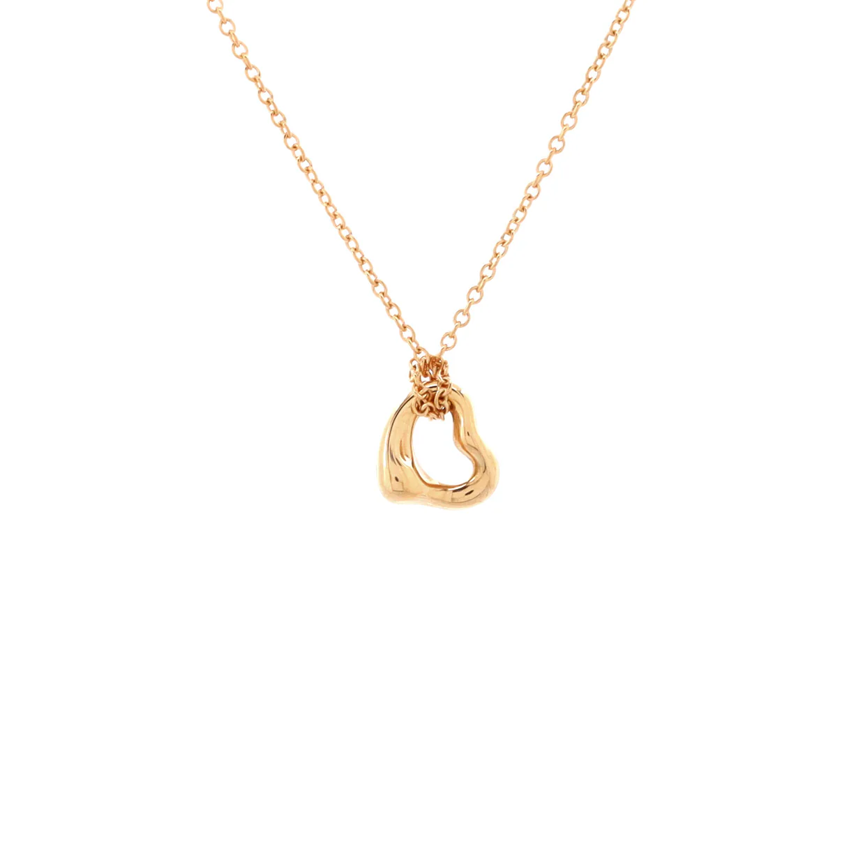 Elsa Peretti Open Heart Pendant Necklace 18K Rose Gold 7mm - Deep Luxury