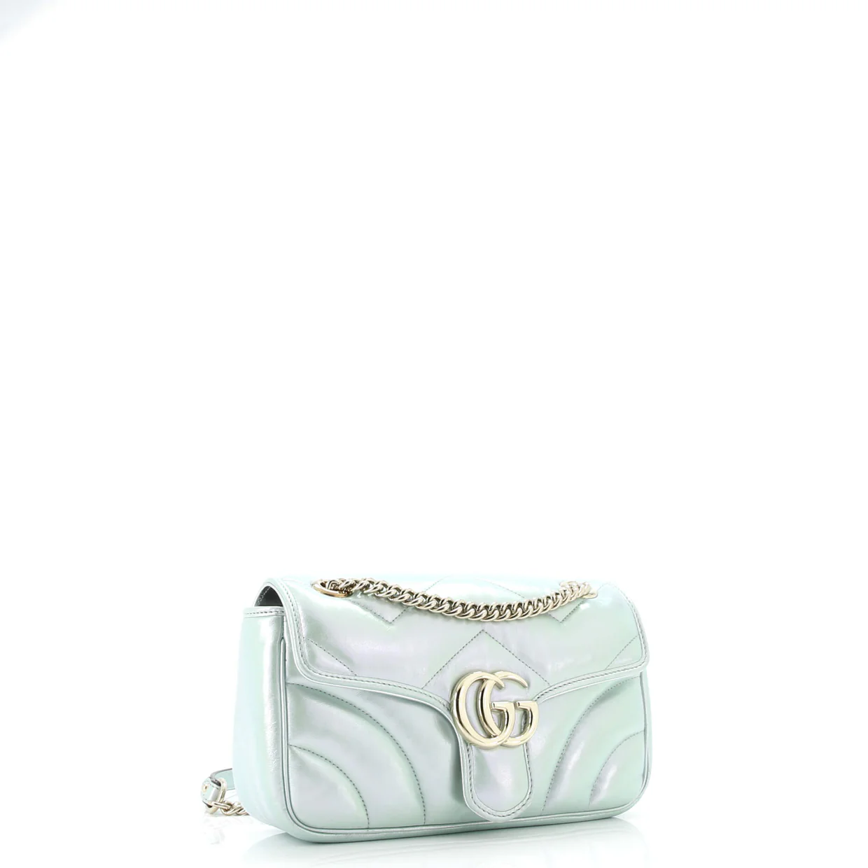 GG Marmont Flap Bag Chevron Iridescent Leather Small - Deep Luxury