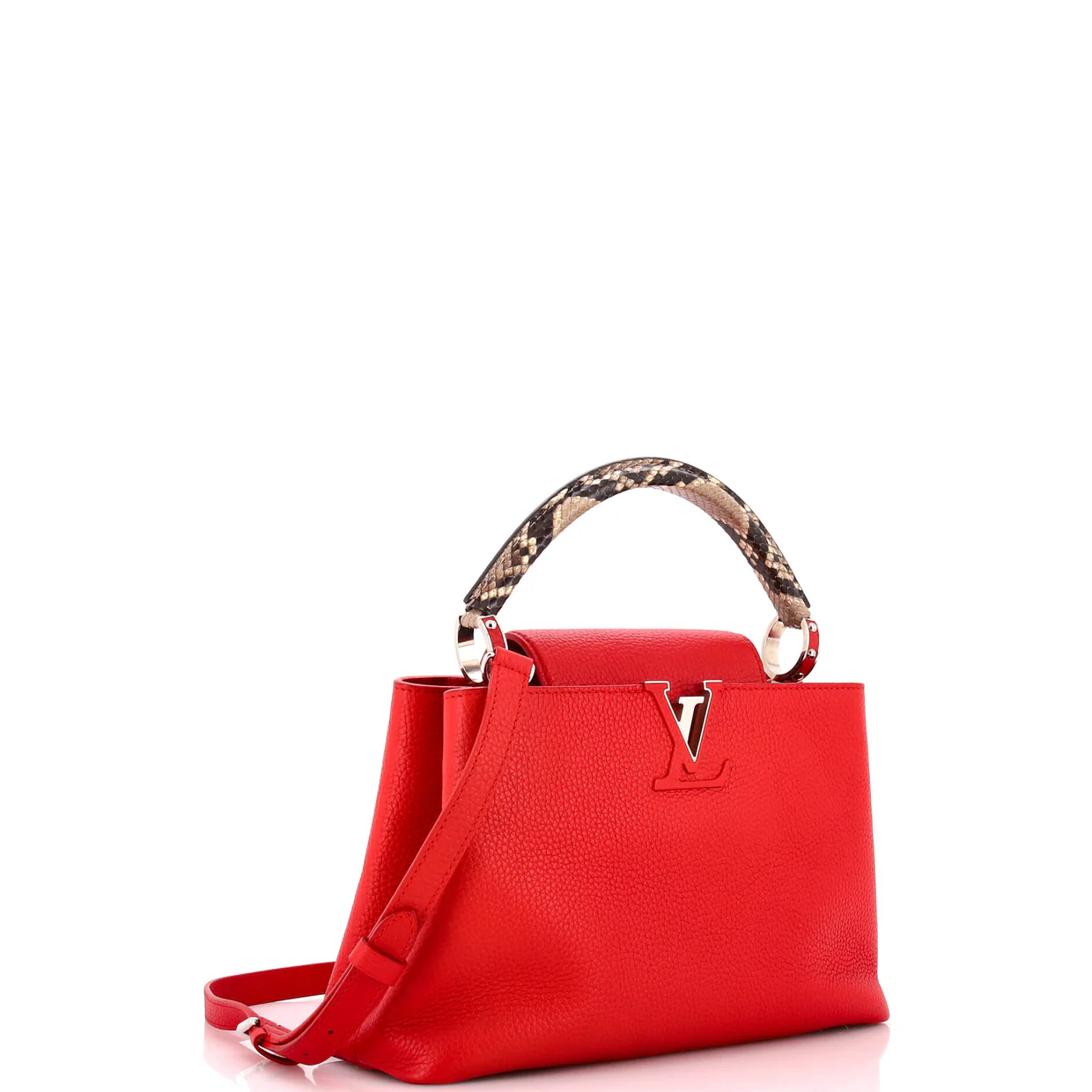 Capucines Bag Leather with Python PM - Deep Luxury