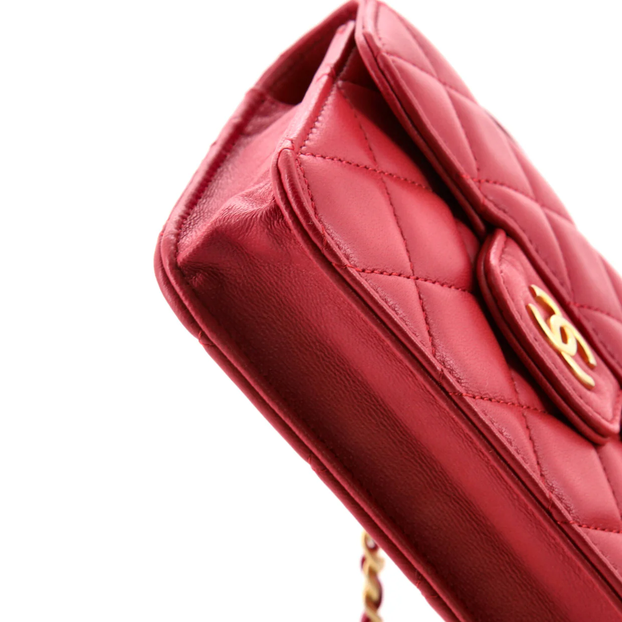 Top Handle Flap Coin Purse with Chain Quilted Lambskin - Deep Luxury