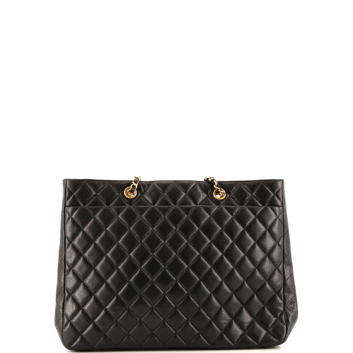 Classic CC Shopping Tote Quilted Caviar Large - Deep Luxury