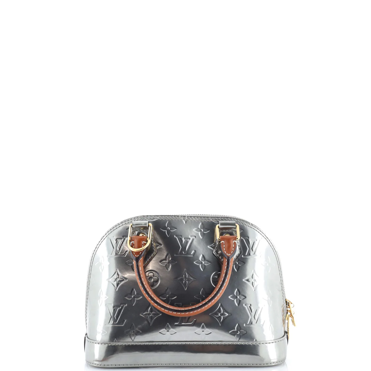Alma Handbag Metallic Monogram Vernis with Leather BB - Deep Luxury