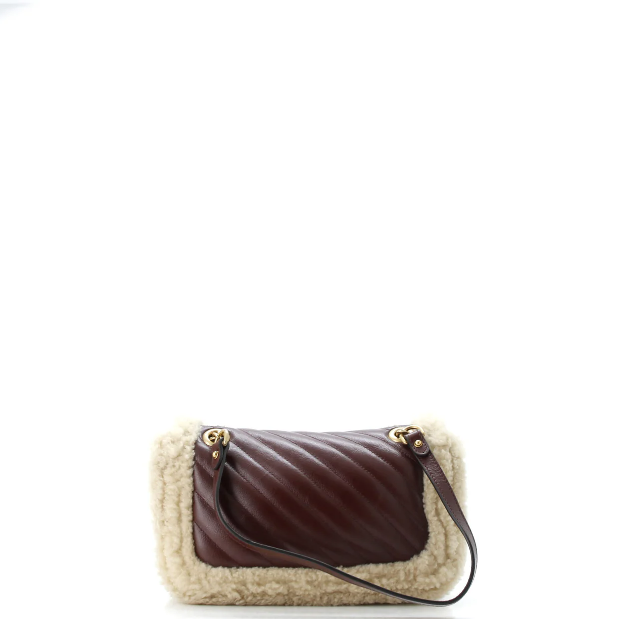 GG Marmont Flap Bag Diagonal Quilted Leather with Wool Trim Small - Deep Luxury