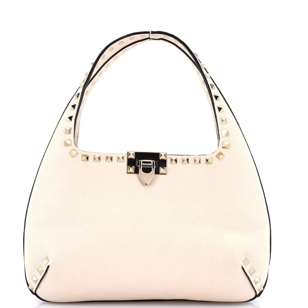 Rockstud Flip Lock Hobo Leather Small - Deep Luxury