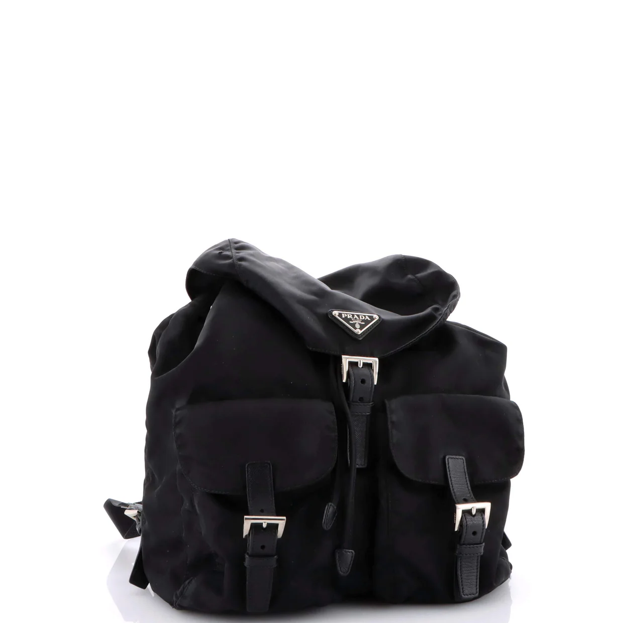 Vela Double Front Pocket Backpack Tessuto with Saffiano Leather Medium - Deep Luxury