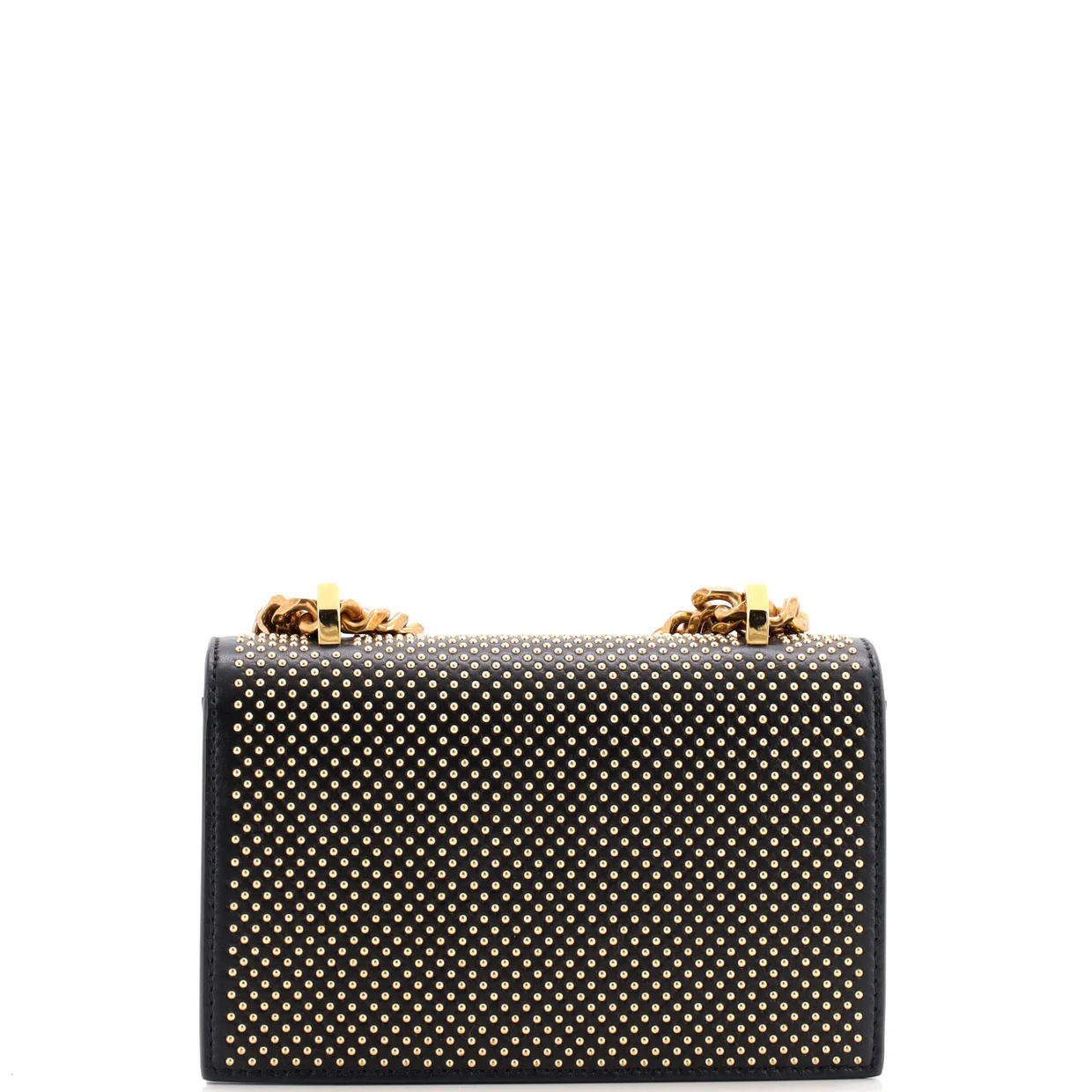 Jewelled Flap Satchel Studded Leather Small - Deep Luxury