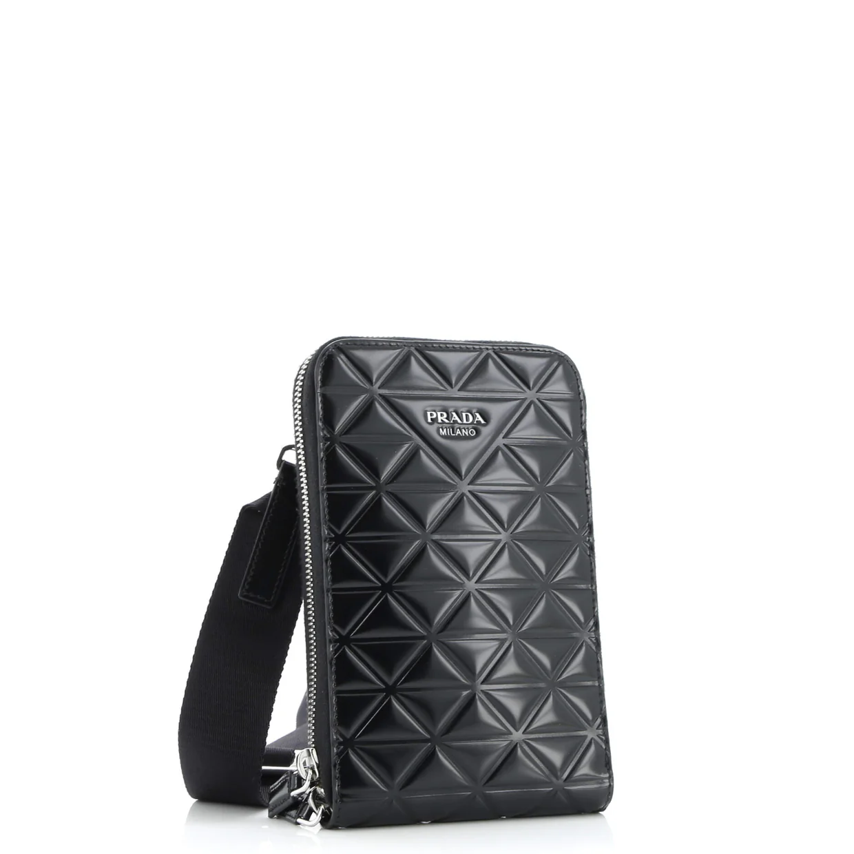 Symbole Phone Holder Crossbody Bag Embossed Leather - Deep Luxury