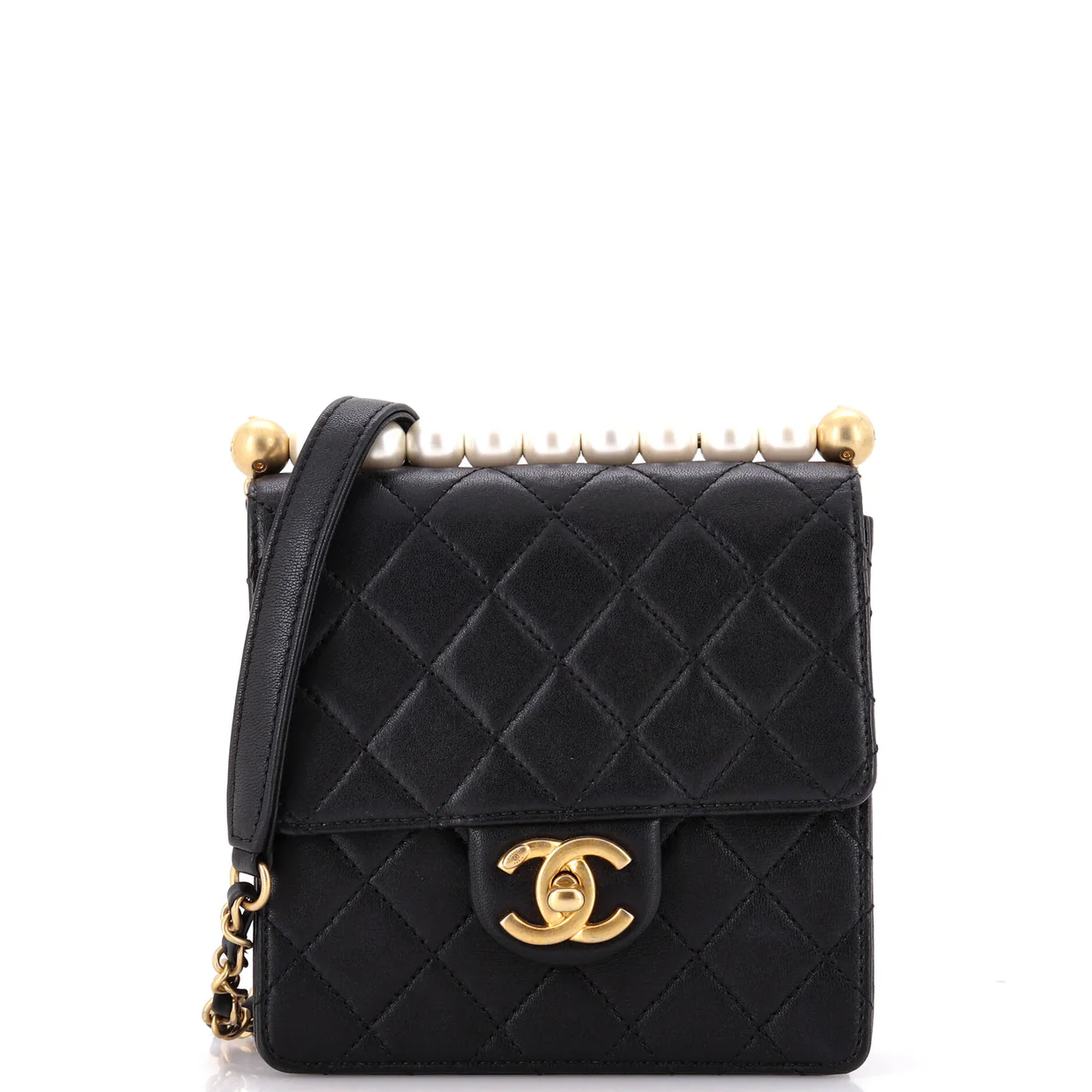 Chic Pearls Flap Bag Quilted Lambskin Mini - Deep Luxury