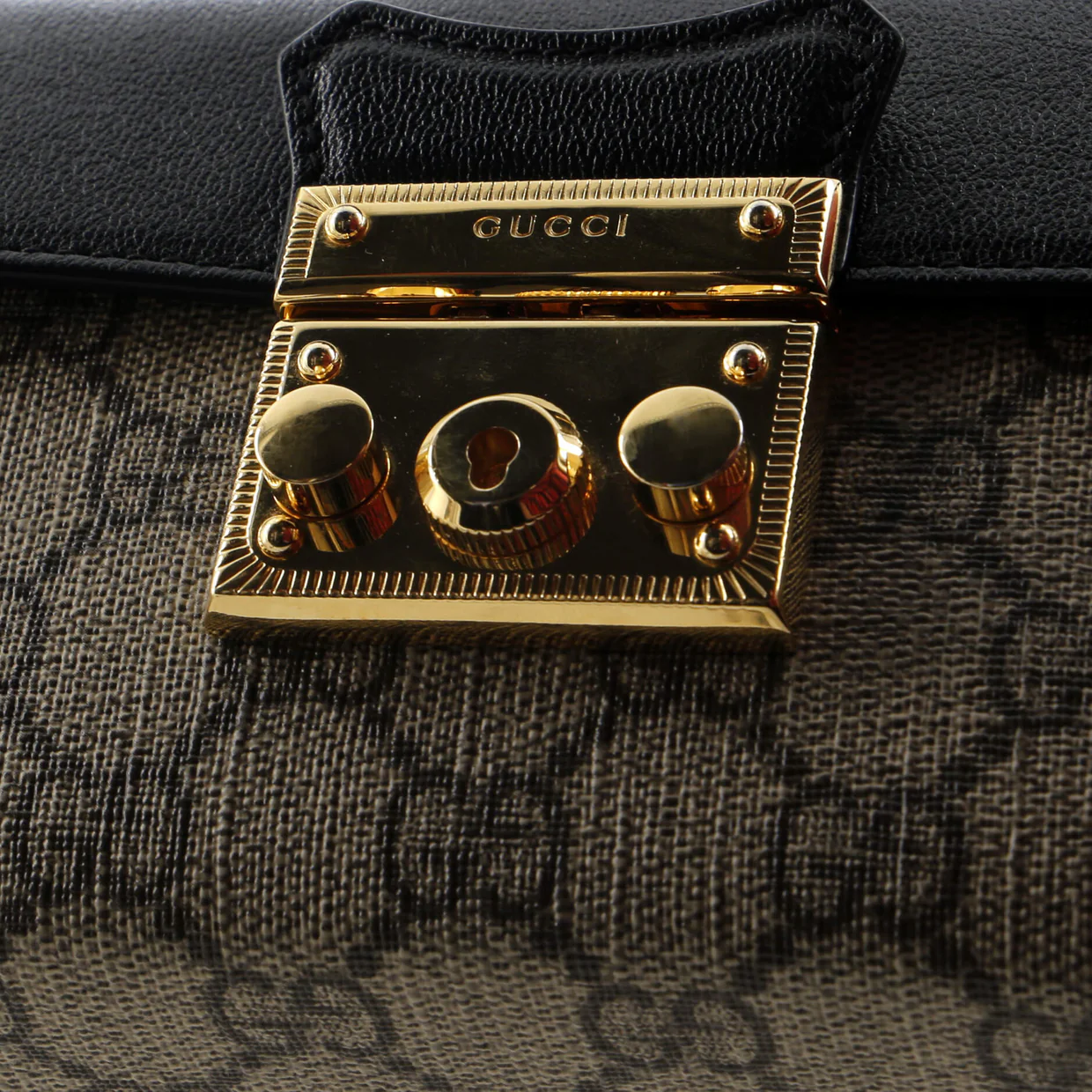 Padlock Top Handle Bag GG Coated Canvas and Leather Mini - Deep Luxury