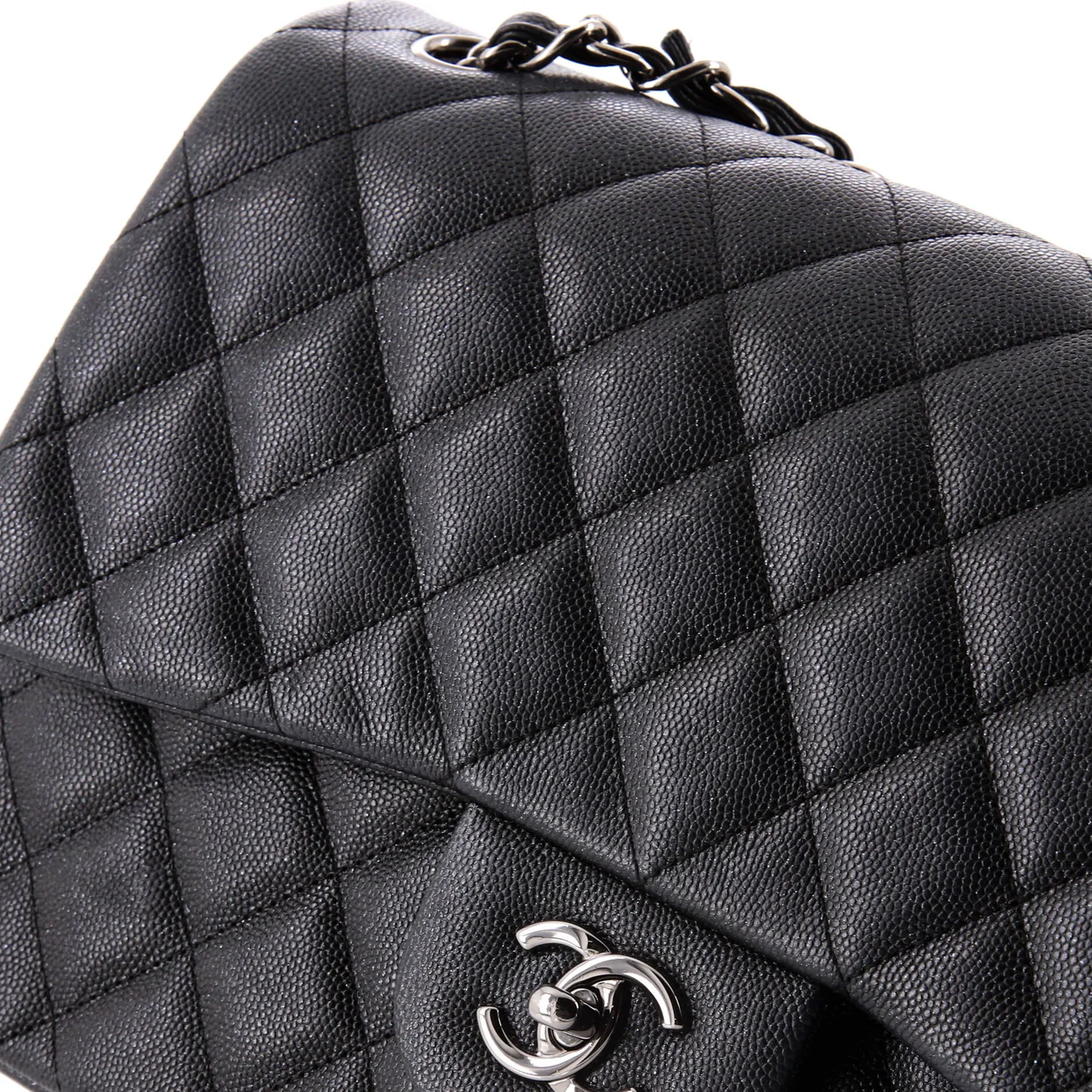Classic Double Flap Bag Quilted Iridescent Caviar Jumbo - Deep Luxury