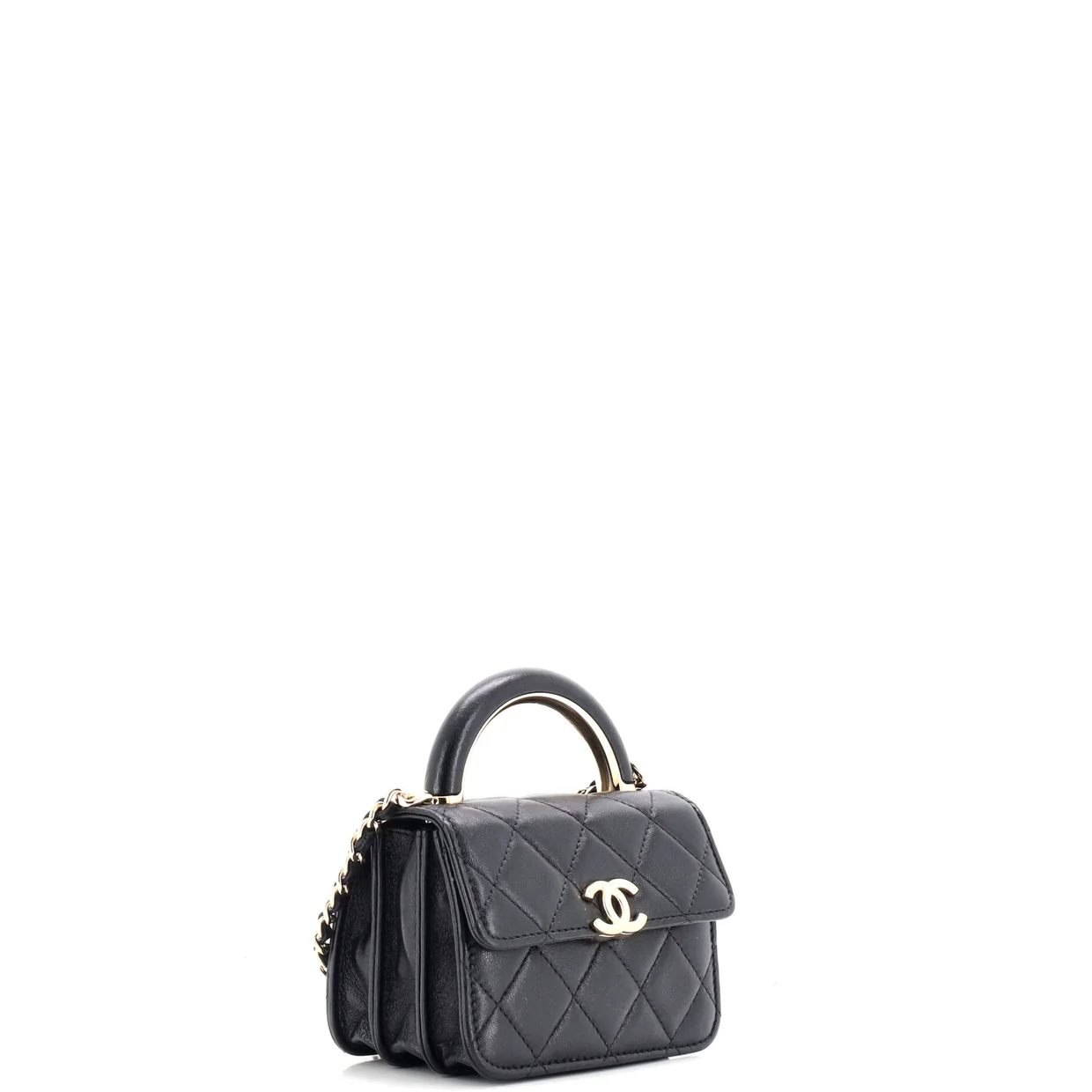 Charming Handle Flap Clutch with Chain Quilted Lambskin Mini - Deep Luxury