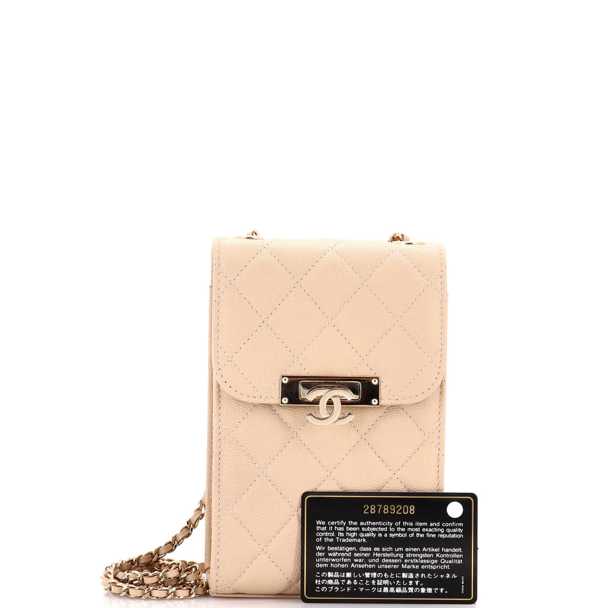Golden Class Phone Holder Crossbody Bag Quilted Caviar - Deep Luxury
