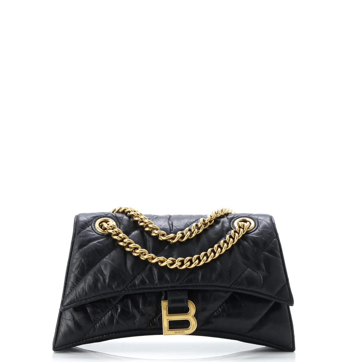 Crush Chain Flap Bag Quilted Crushed Calfskin Small - Deep Luxury