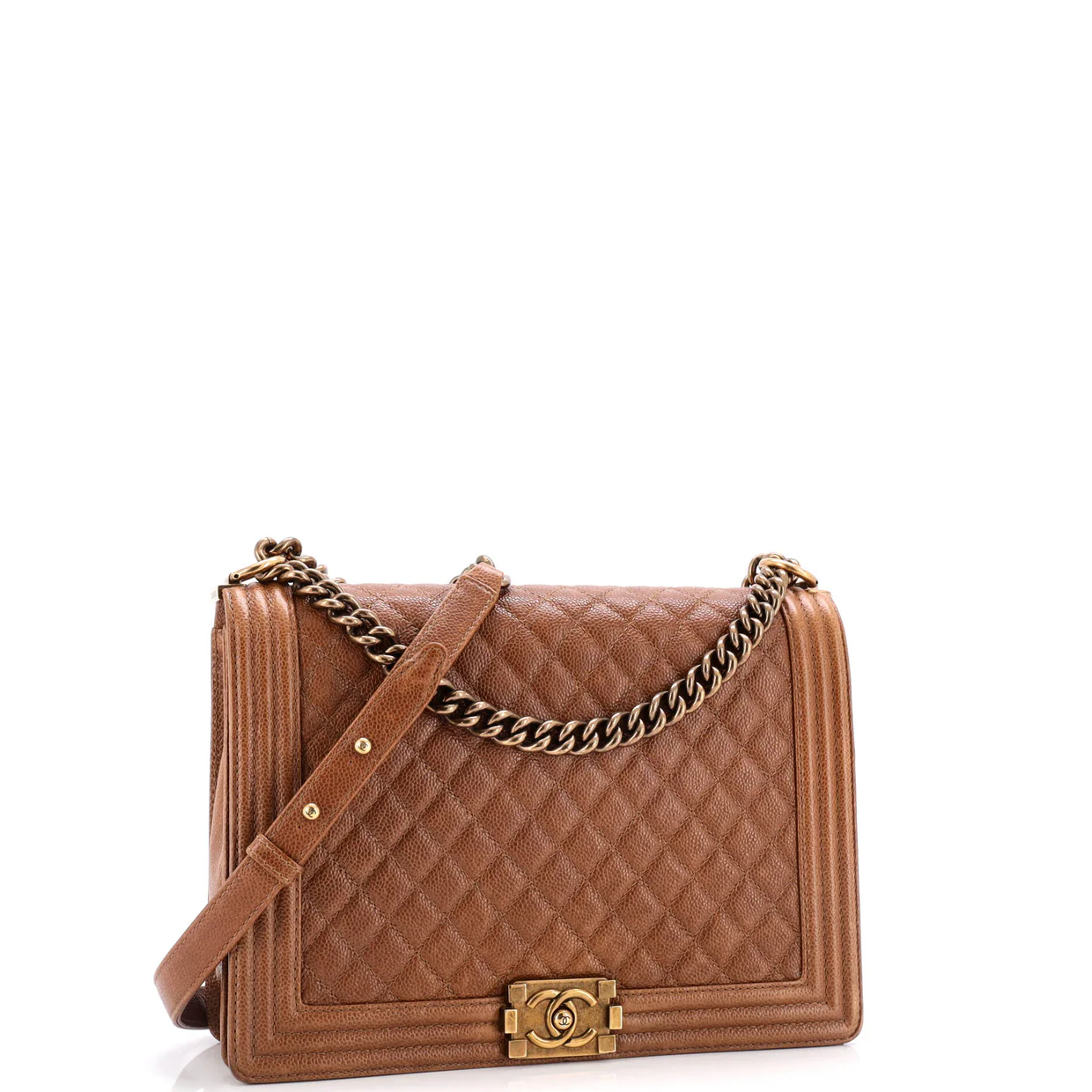 Boy Flap Bag Quilted Caviar Large - Deep Luxury