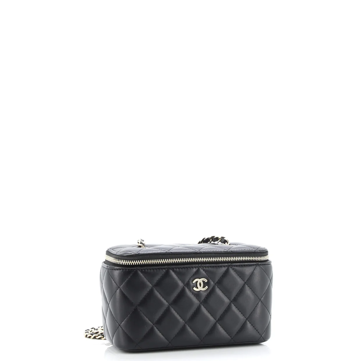 Classic Vanity Case with Chain Quilted Lambskin Small - Deep Luxury