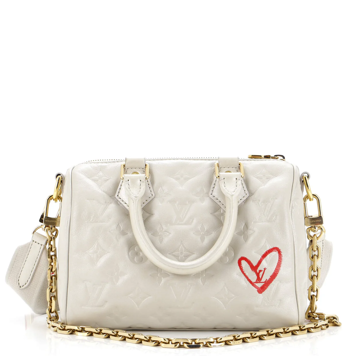 Speedy Bandouliere Bag Limited Edition Fall in Love Monogram Embossed Lambskin 22 - Deep Luxury