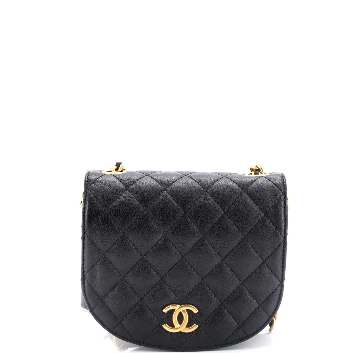 CC Full Flap Saddle Messenger Quilted Calfskin Mini - Deep Luxury