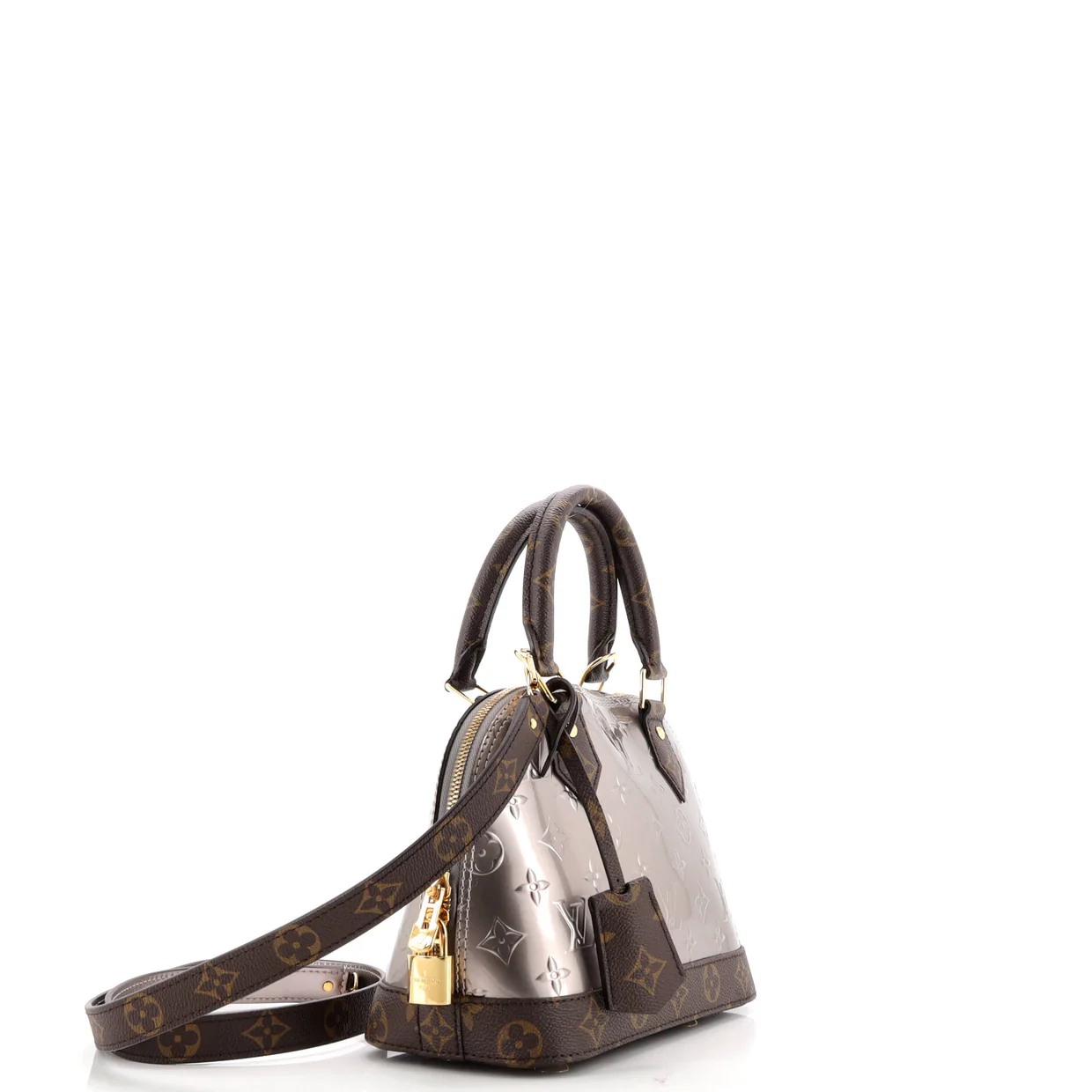 Alma Handbag Limited Edition Metallic Monogram Vernis and Monogram Canvas BB - Deep Luxury