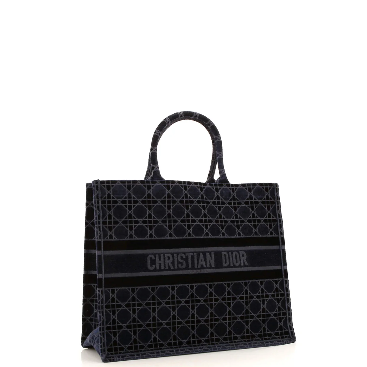 Book Tote Cannage Embroidered Velvet Large - Deep Luxury