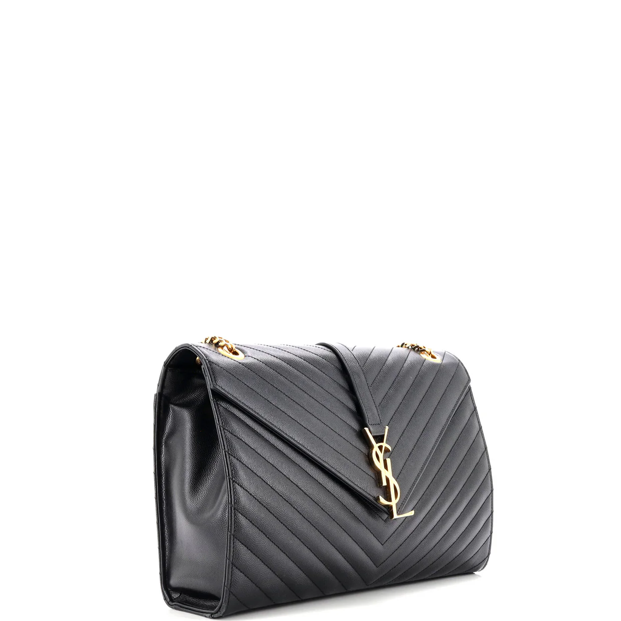Classic Monogram Envelope Satchel Matelasse Chevron Leather Large - Deep Luxury