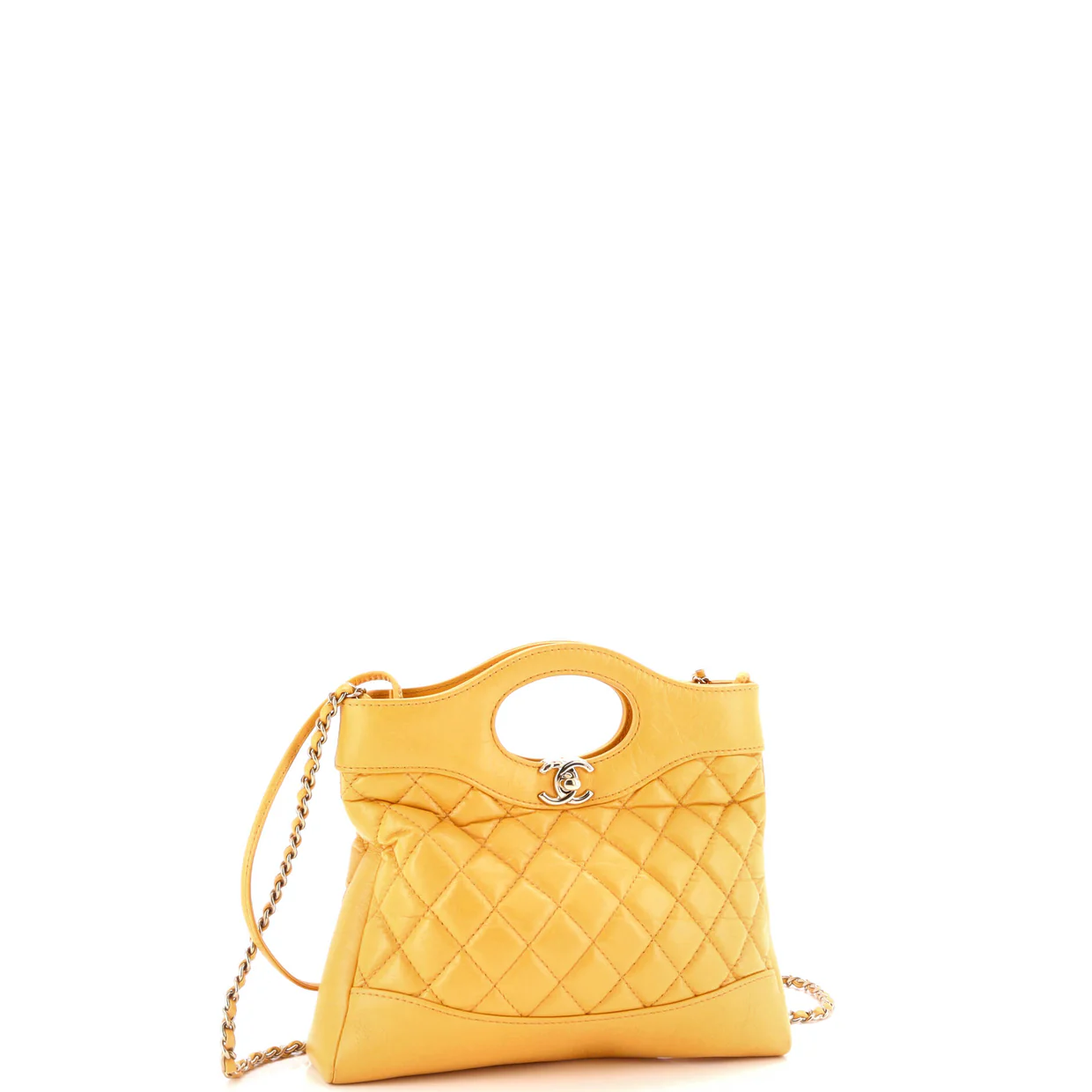 31 Shopping Bag Clutch with Chain Quilted Shiny Lambskin Small - Deep Luxury
