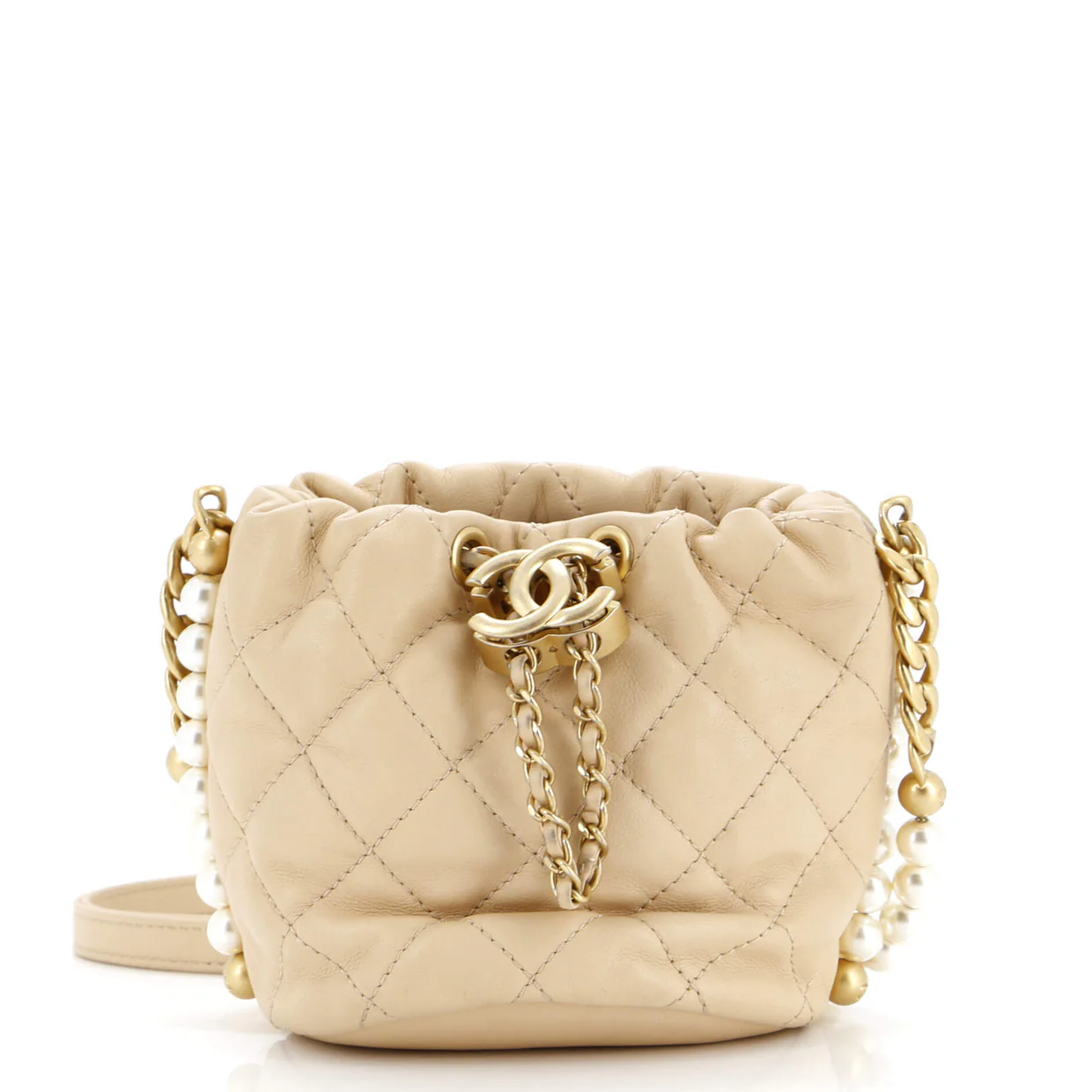 About Pearls Bucket Bag Quilted Calfskin Mini - Deep Luxury