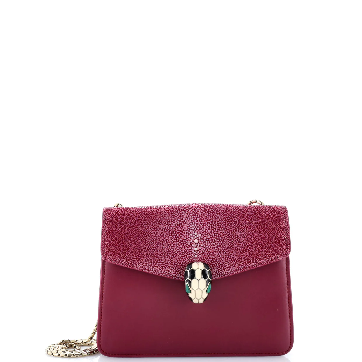 Serpenti Forever Square Shoulder Bag Leather and Stingray Small - Deep Luxury