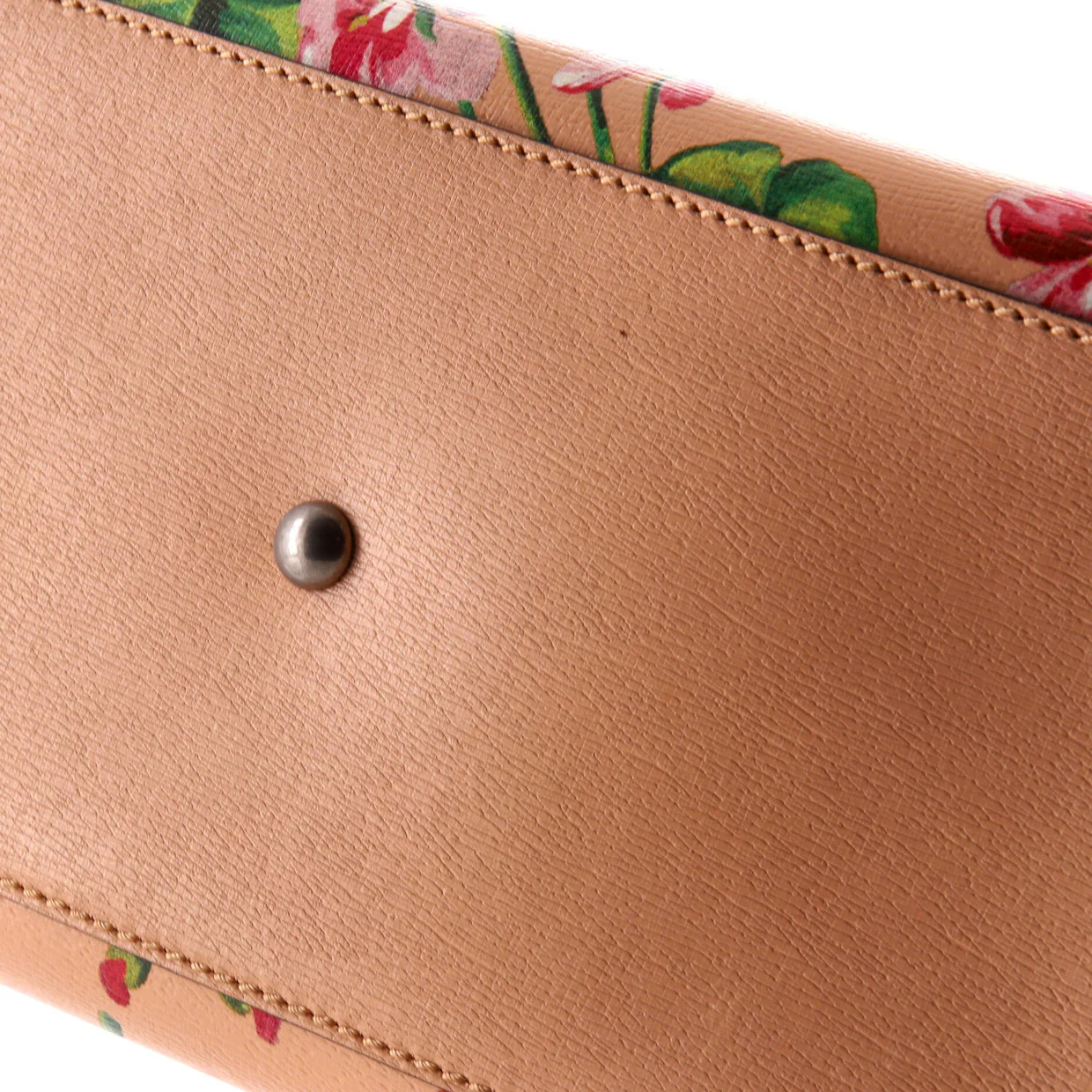 Bamboo Shopper Tote Blooms Print Leather Medium - Deep Luxury