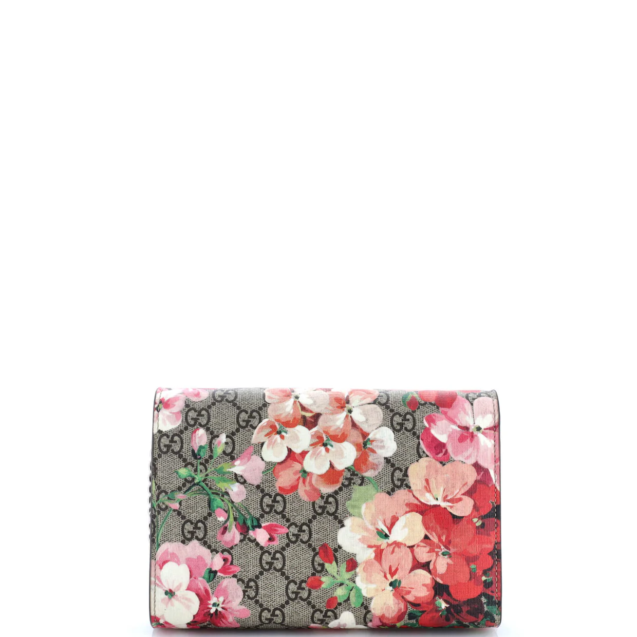 Dionysus Chain Wallet Blooms Print GG Coated Canvas Small - Deep Luxury