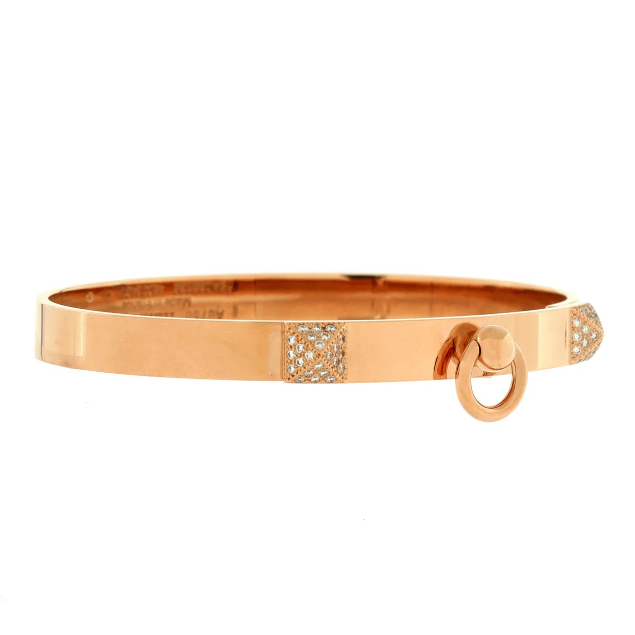 Collier de Chien Bracelet 18K Rose Gold with Pave Diamond Studs PM - Deep Luxury