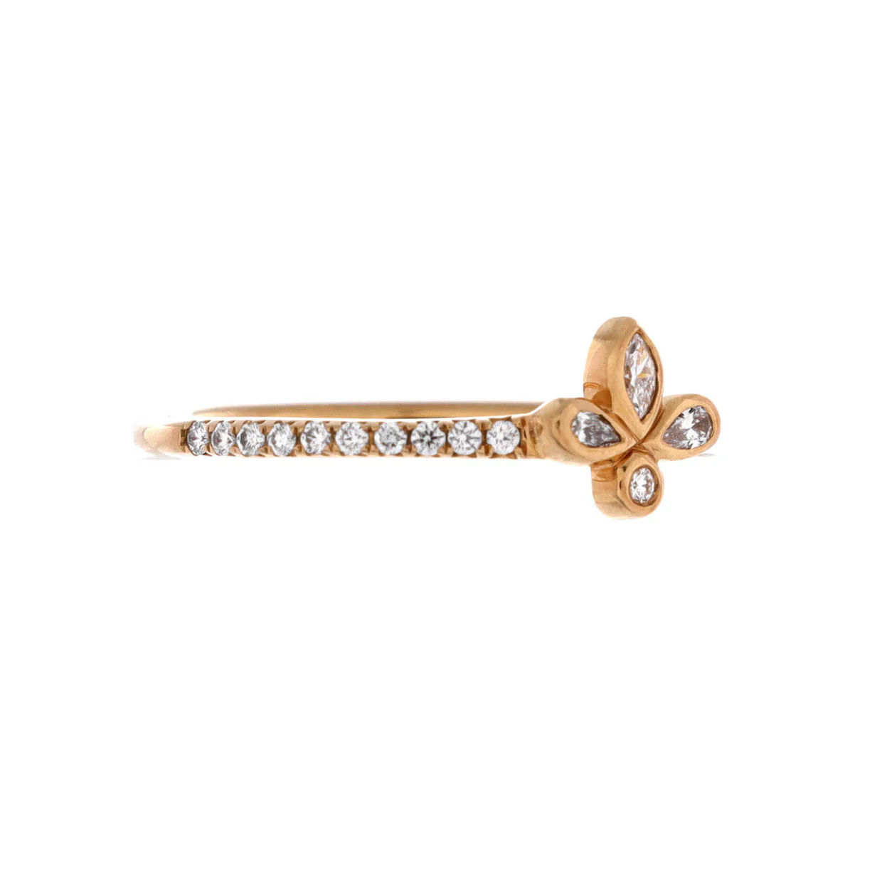 Fleur de Lis Flower Ring 18K Rose Gold and Diamonds - Deep Luxury